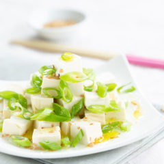 Tofu and spring green onions salad