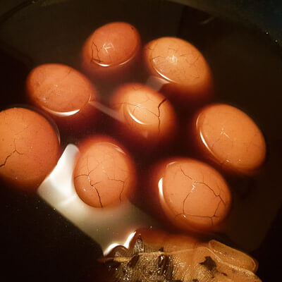 Eggs boiled in spiced tea